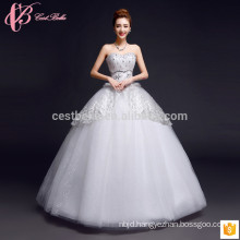 Beading puffy ball gown multilayer lace appliques cheap plus size Alibaba online wedding dress
